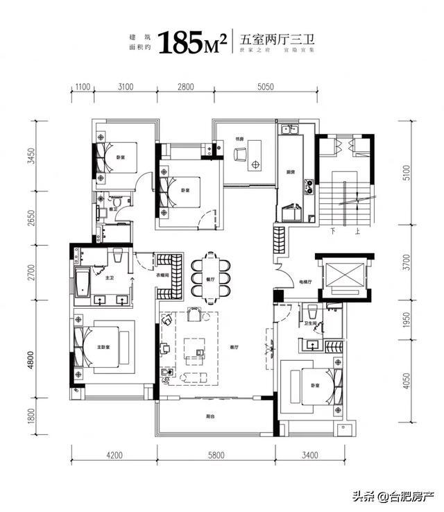 图丨葛洲坝合肥中国府建面约145㎡户型示意