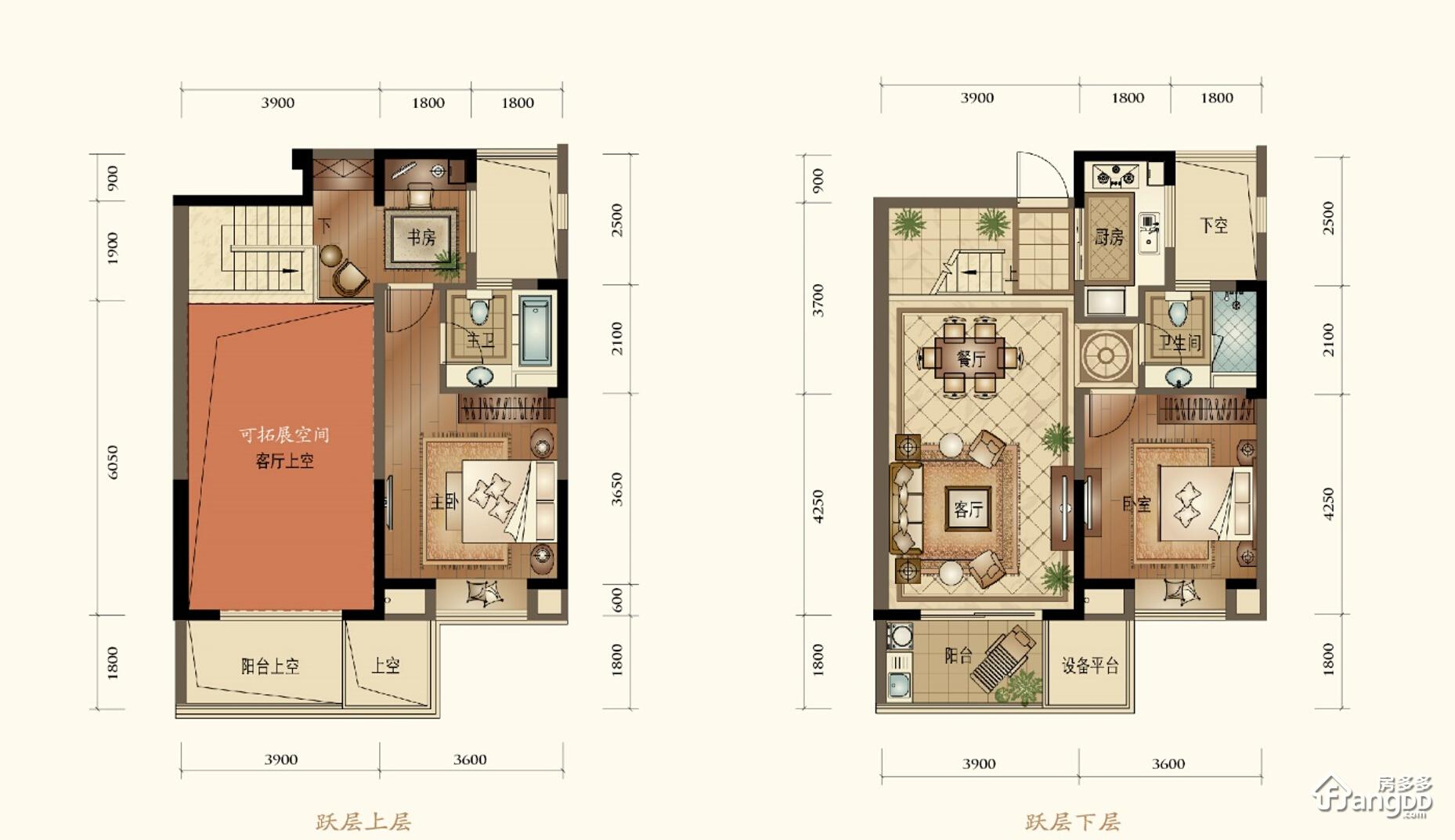 鳌江昆仑公馆3室2厅2卫户型图