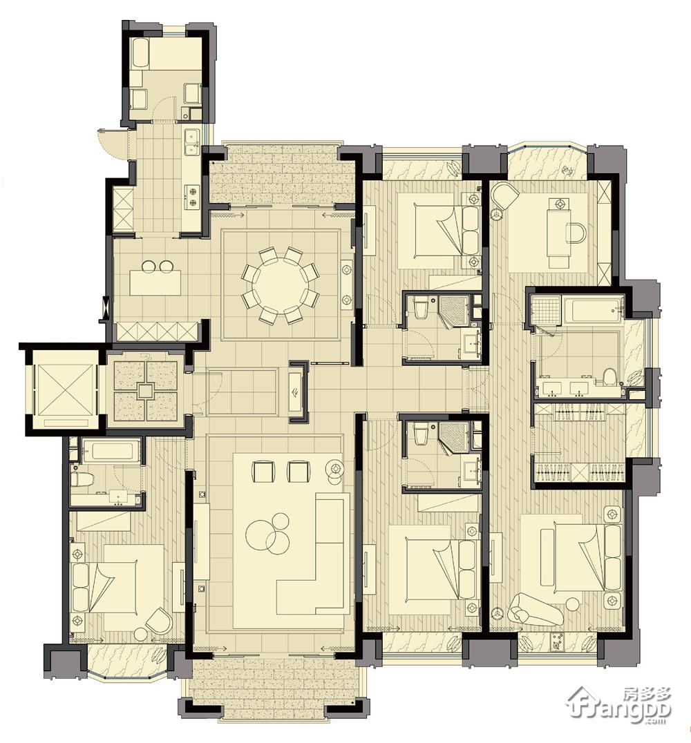 宝华紫薇花园6室2厅4卫户型图