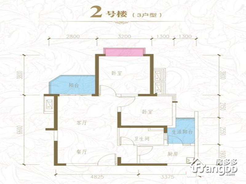 恒大新城2室2厅1卫户型图