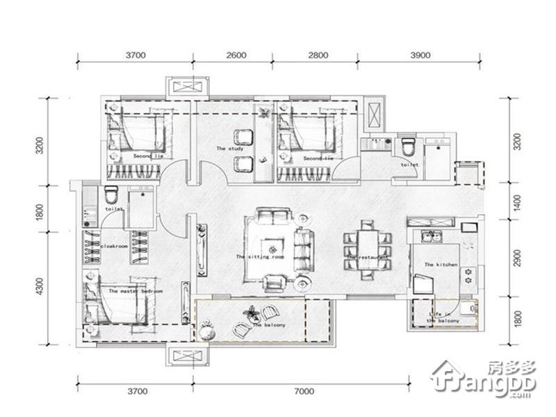 万科城臻园4室2厅2卫户型图