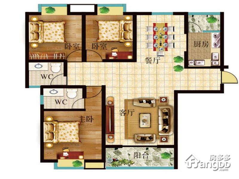 新城国际3室2厅2卫户型图