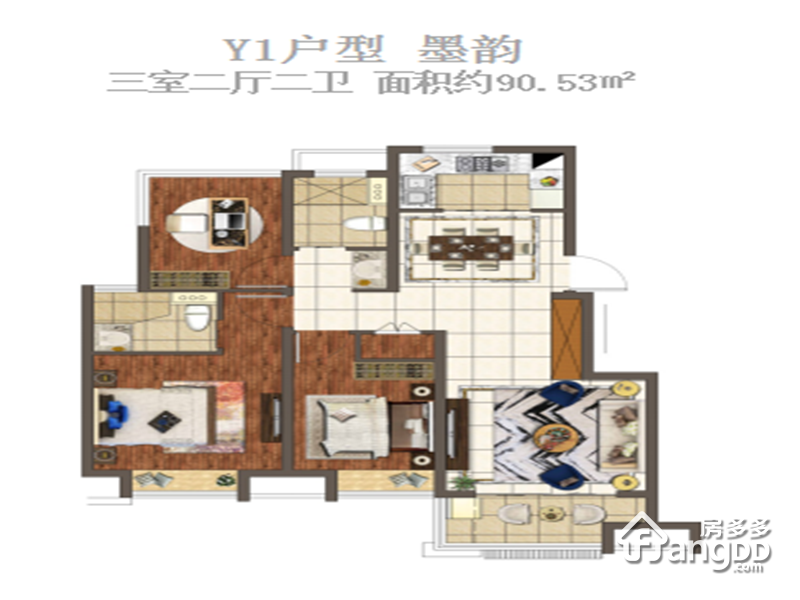 弘阳昕悦府3室2厅2卫户型图