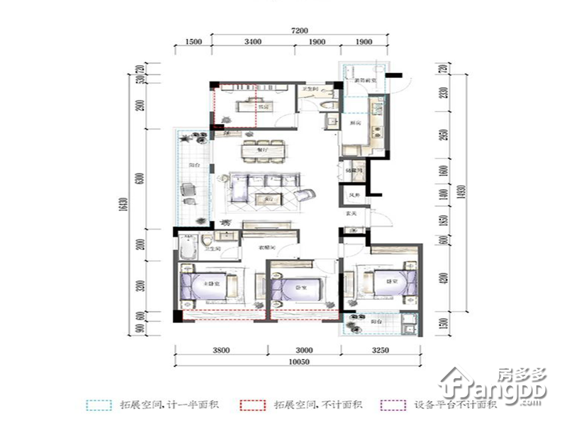 华夏四季4室2厅2卫户型图