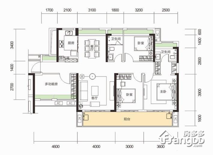 泰丰千花岛4室2厅2卫户型图