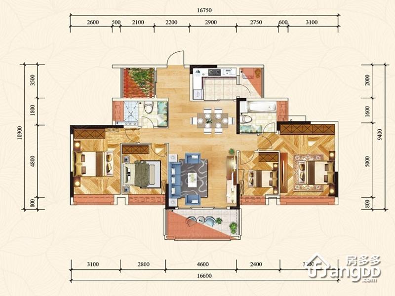 三江盛汇4室2厅2卫户型图