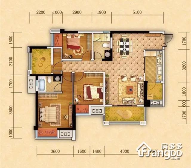 北新御龙湾3室2厅2卫户型图