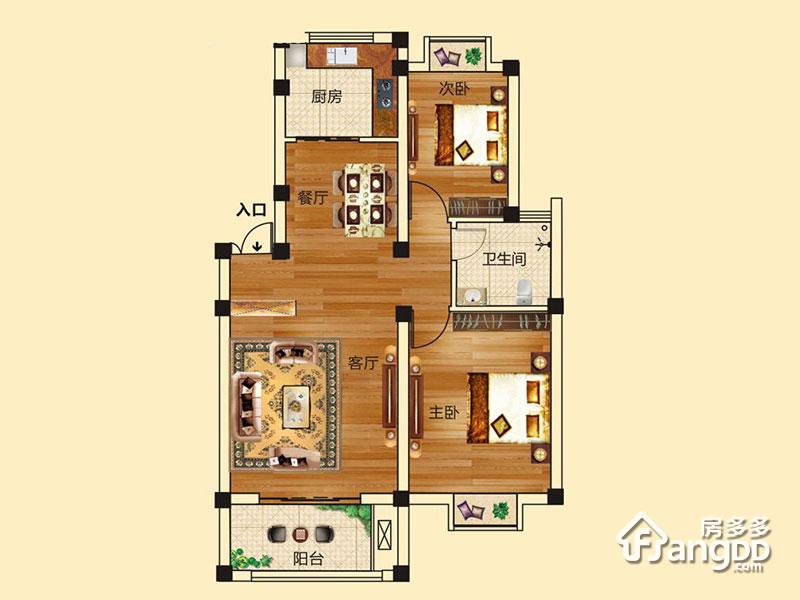 翰林学府3室2厅1卫户型图