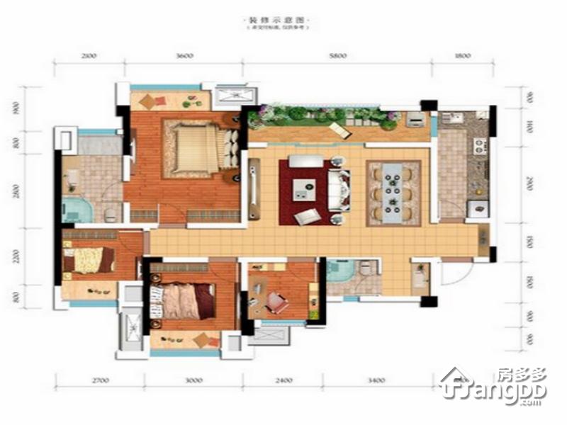 协信星澜汇3室2厅2卫户型图