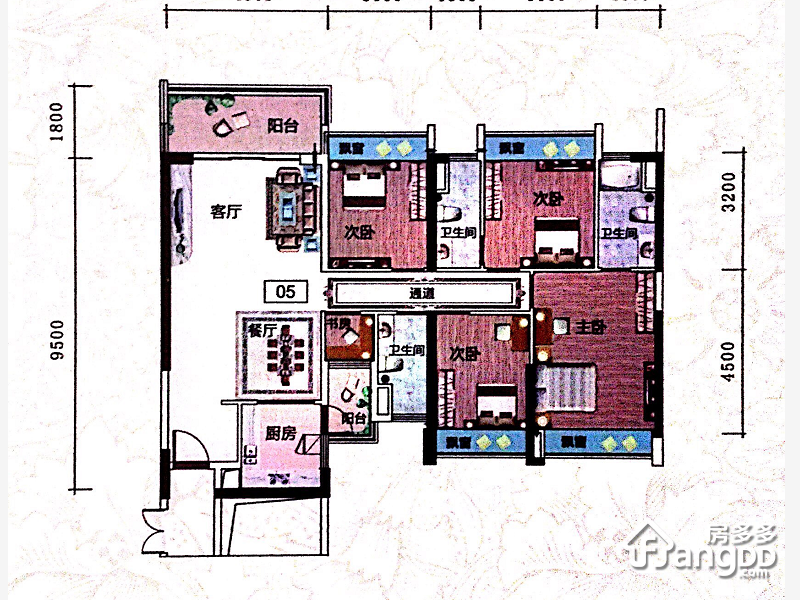 鹤山新华城5室2厅3卫户型图