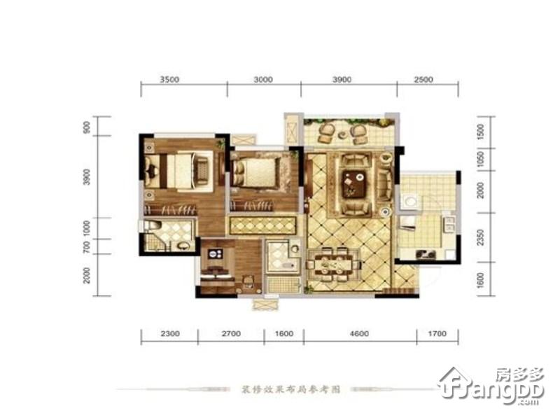 邦泰·熙贡府3室2厅2卫面积106㎡南朝向 - 自贡房多多