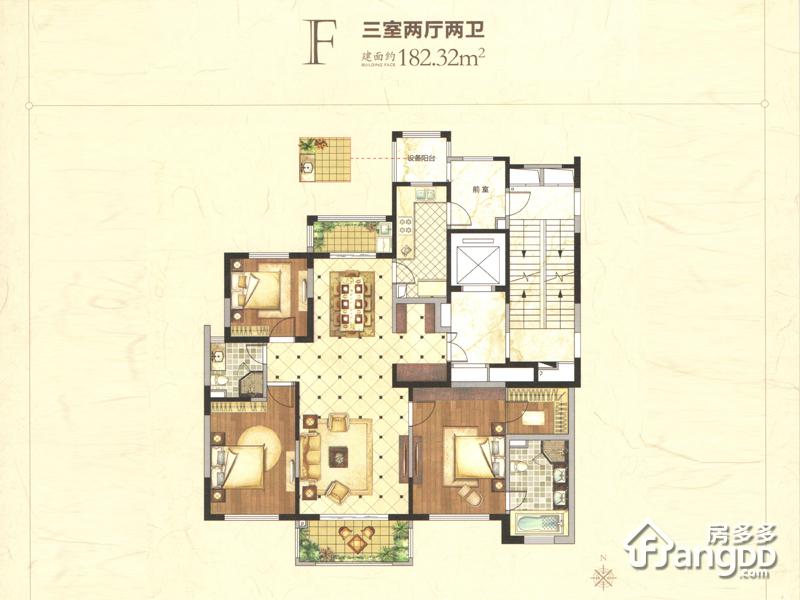 龙德花园3室2厅2卫户型图