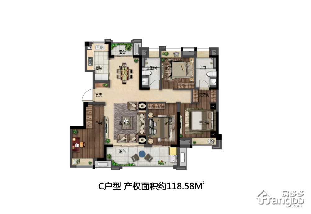 奥体金茂悦4室2厅2卫户型图