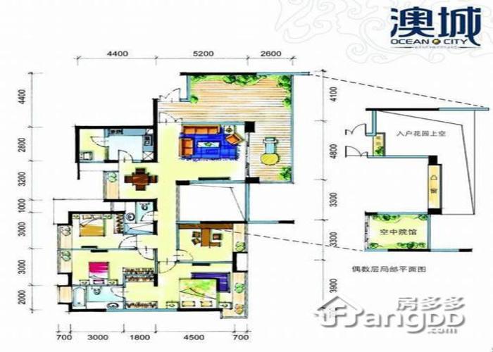 4室2厅4卫139㎡-澳城花园一期户型图-深圳房多多