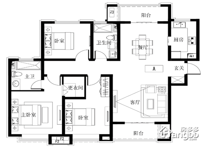 济南3室2厅3卫140㎡-济南绿地新都会户型图-买房大师