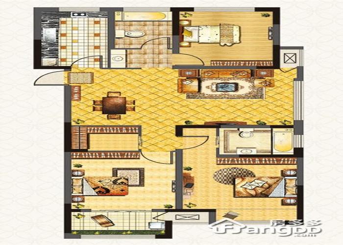 3室2厅3卫136㎡-阳光金域户型图-常州房多多