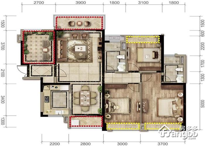 4室2厅4卫137㎡-富丰君御户型图-佛山房多多