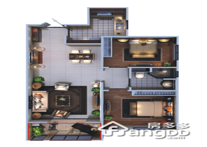 西安2室2厅2卫88㎡-海德堡park户型图-西安房多多